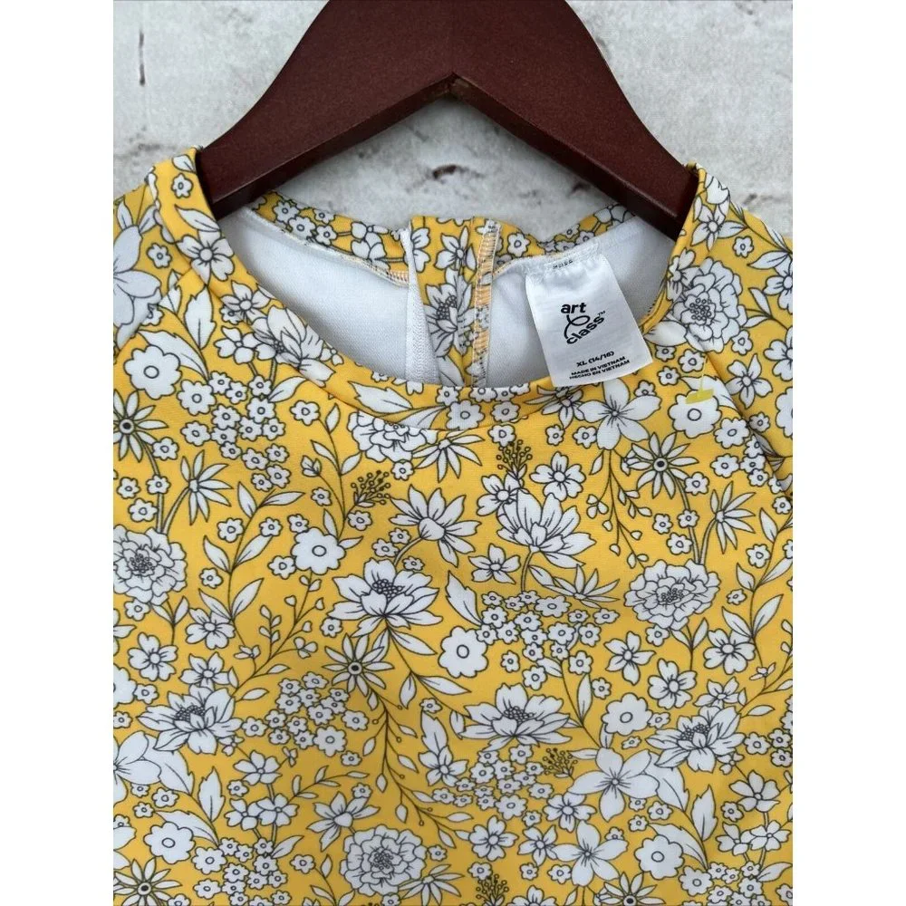art class Yellow Floral Long-Sleeve One-Piece Swimsuit